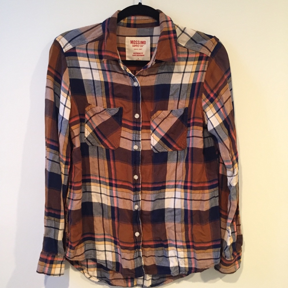 Mossimo Supply Co Plaid Button Down Blouse Size Sm